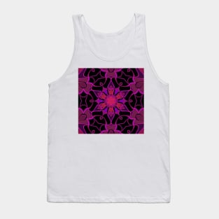 Cartoon Mandala Flower Pink and Black Tank Top